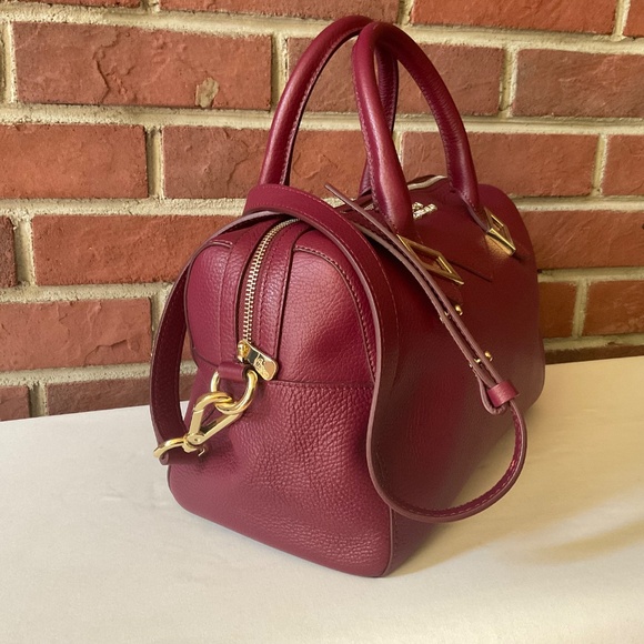 Versace Collection Barrel  Burgundy Leather Satchel Shoulder Bag NWOT - Picture 11 of 16